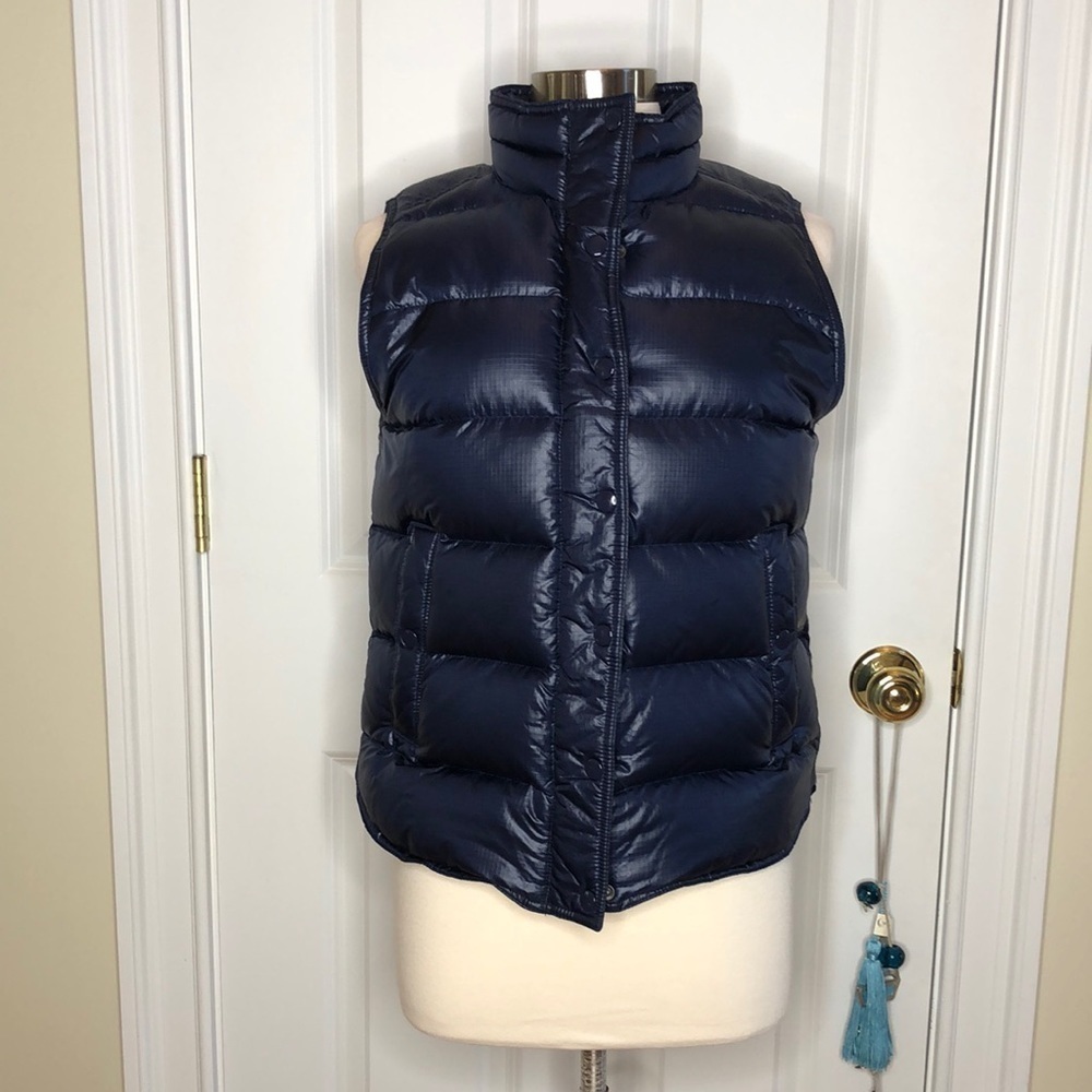 J. Crew Navy Dawn & Feather Filled Puffer Vest Medium